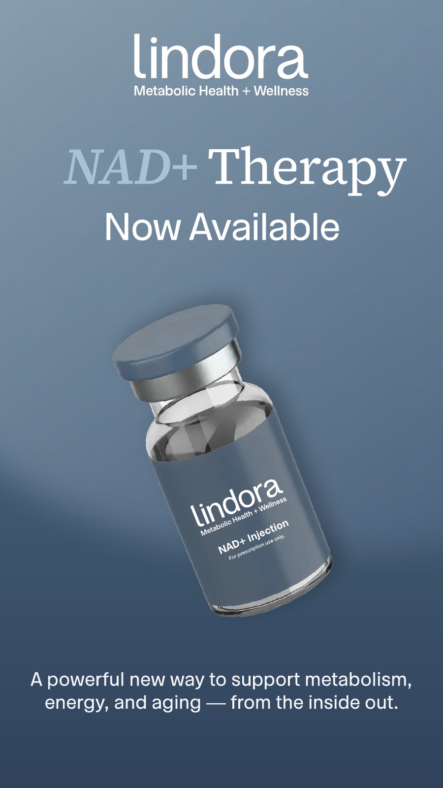 Lindora NAD+ Therapy in-clinic screen design