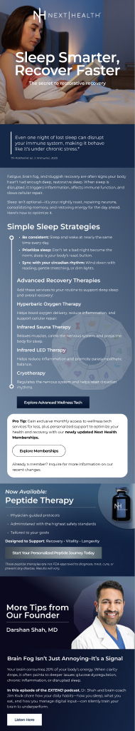 Next Health sleep and recovery educational email