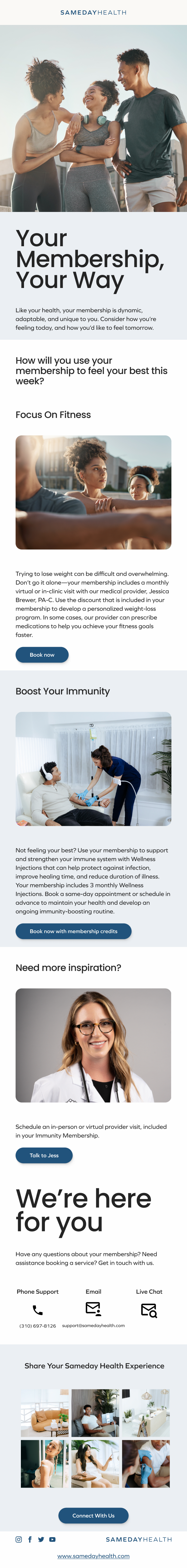 Sameday Health membership benefits email design